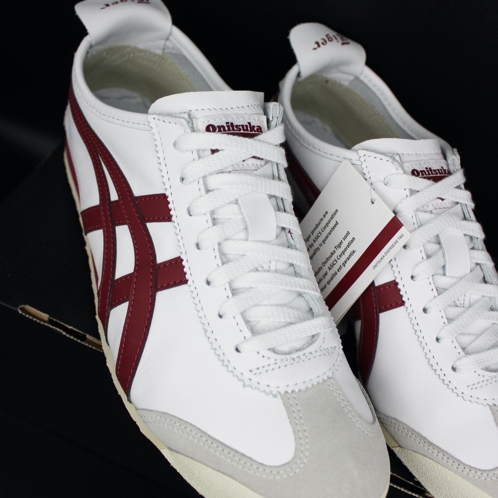 ASICS ONITSUKA D4J2L-0125 White Burgandy Mexico 66 Unisex fashion Sneakers - Picture 4 of 10